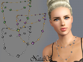 Sims 3 — NataliS TS3 Double chain with beads and crystals FT-FE by Natalis — Elegant jewelry for special occasions.