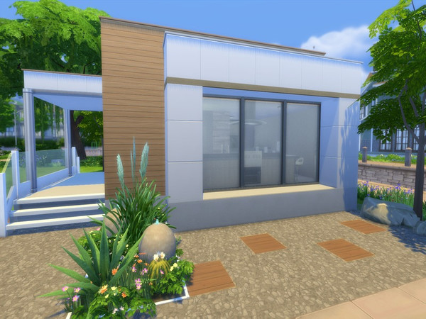 Sims 4 — Modern Micro Home by Suzz86 — Small Modern Home,featuring sunken livingroom,open kitchen with breakfast bar. One
