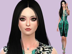 Sims 4 — Tamika Ino by astralsims777 — Tamika Ino is a beautiful asian woman with long black hair and green eyes.