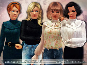 Sims 3 — Vintage Set No 5 by Lutetia — This set contains a vintage inspired blouse and pullover ~ Works for female teens