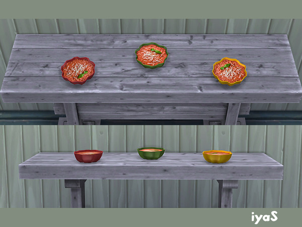 Sims 4 — Tomato Soup Bowl by soloriya — This soup bowl shaped as a half of a tomato, filled with delicious soup. Part of