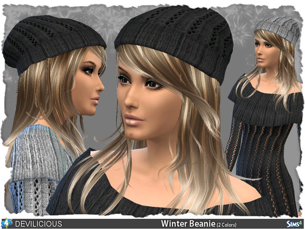 Sims 4 — Winter Beanie by Devilicious — Knitted Winter Beanie in 3 designs and 2 colors (Needs: GET TO WORK) Everyday,
