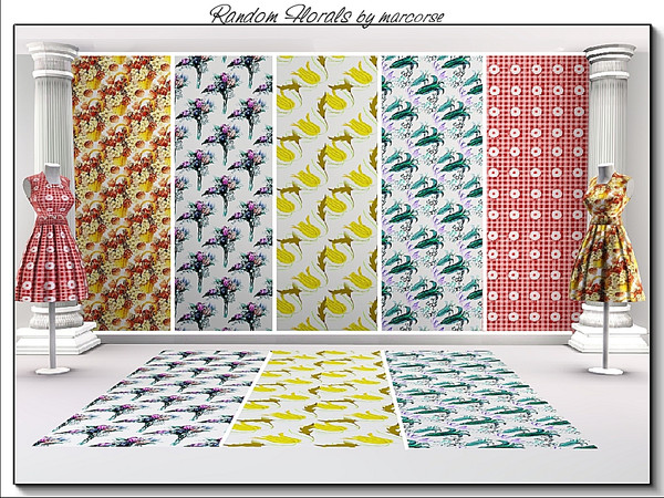 Sims 3 — Random Florals_marcorse by marcorse — Five selected floral patterns - all are found in Fabrics. [Don't forget .