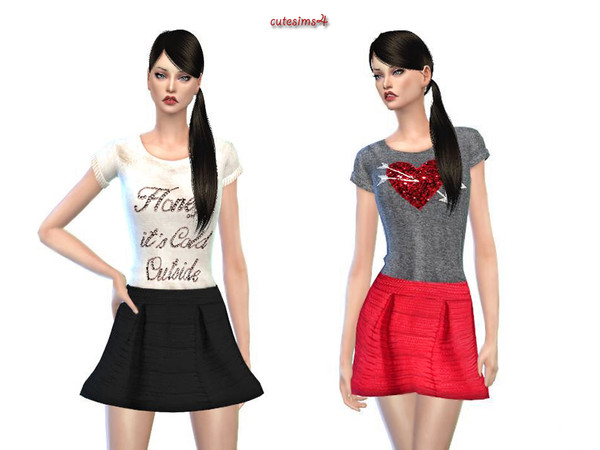 Sims 4 — Christmas_ClothingSet by Awesomesims4 — Christmas_ClothingSet - skirt and shirt for Christmasparty in 2 Colors