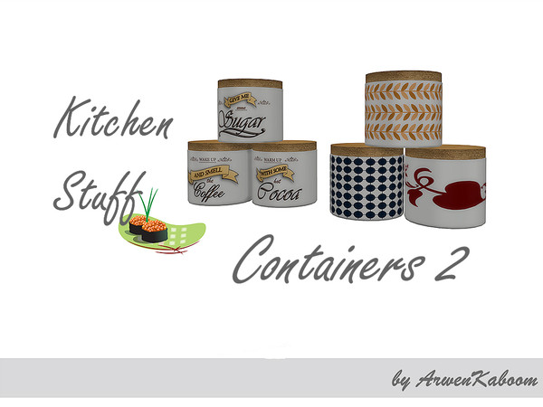 Sims 4 — Kitchen Stuff - Containers 2 by ArwenKaboom — Three decorative kitchen containers in two recolors. 