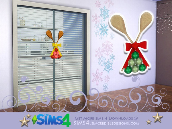 Sims 4 — Cheers kitchen Christmas deco for doors by SIMcredible! — by SIMcredibledesigns.com available at TSR