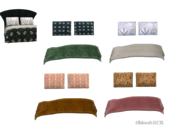 Sims 4 — Art Deco Bedroom - Extra Pillows Bed by ShinoKCR — Some extra Pillows and a Cover for the Doublebed