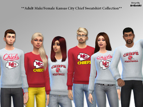 Sims 4 — Adult Kansas City Chief Sweatshirt Set - Spa Day needed by ArtGeekAJ — Included is a set of three female and