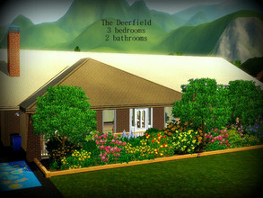 Sims 3 — The Deerfield -- 3BR, 2BA by sweetpoyzin2 — A 1960s style ranch house with an interesting interior. Modeled off