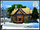 Sims 4 — Hollybrook Lodge by petitchouchou — This beautiful winter wonderland lodge, with festive finishings and oak