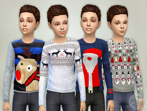 Sims 4 — Christmas Sweater Boys by lillka — Christmas Sweater Boys New item / 4 different styles I hope you like it :)