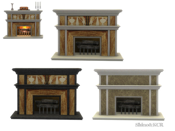 Sims 4 — Art Deco Livingroom - Fireplace by ShinoKCR — rich decorated with Ornaments on the frontpart