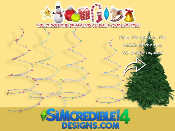 Sims 4 — Build up your Christmas tree - lamps [for large pine] by SIMcredible! — by SIMcredibledesigns.com available at