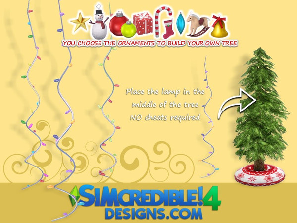 Sims 4 — Build up your Christmas tree - lamps [for small pine] by SIMcredible! — by SIMcredibledesigns.com available at