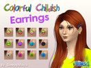 Sims 4 — Colorful Childish Earrings by SleepyMaya — Colorful childish stud earrings for female, 3 designs (strawberry,