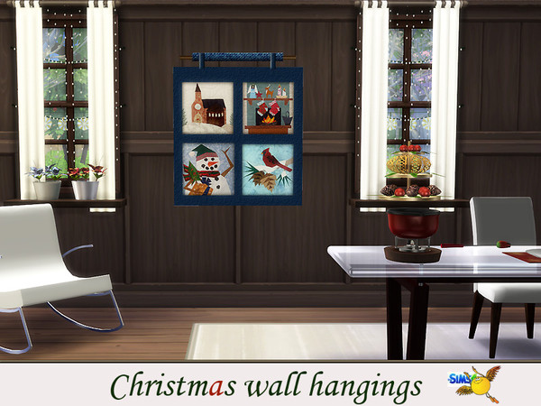 Sims 4 — evi Christmas wall hangings2 by evi — One of a set of colorful handmade wall hangings for Christmas 