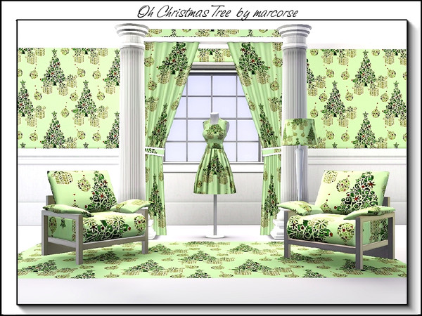 Sims 3 — Oh Christmas Tree_marcorse by marcorse — Themed pattern: traditinal Christmas tree, gifts and ornaments in green