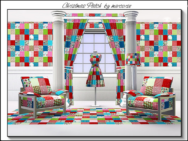 Sims 3 — Xmas Patch__marcorse by marcorse — Fabric pattern - Christmas patchwork giftwrap pattern .
