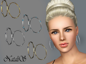 Sims 3 — NataliS TS3 Sleek bangles earrings with crystals FT-FA by Natalis — Sleek shine metal bangles earrings with