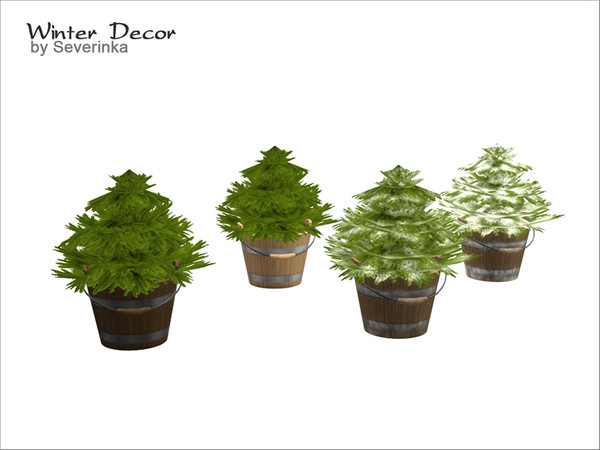 Sims 4 — [WinterDecor] Fir Tree In Bucket 02 by Severinka_ — Small fir tree in wooden bucket. 4 colors