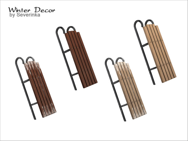 Sims 4 — [WinterDecor] Wooden Sleds Standing by Severinka_ — Wooden sleds standing to decorate the yard 4 colors
