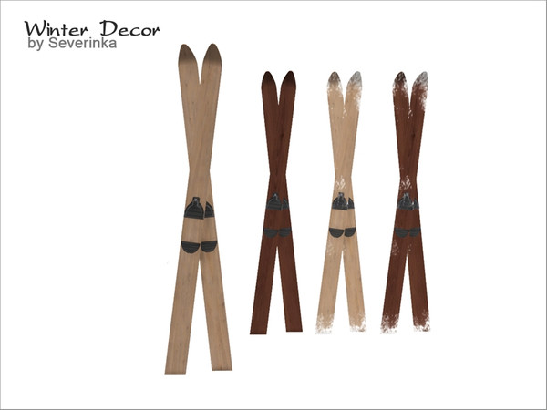 Sims 4 — [WinterDecor] Wooden Ski Standing02 by Severinka_ — Wooden Ski Standing 4 colors