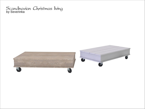 Sims 4 — [Scandinavian Christmas living] Coffee table by Severinka_ — Wooden coffee table on wheels a set of