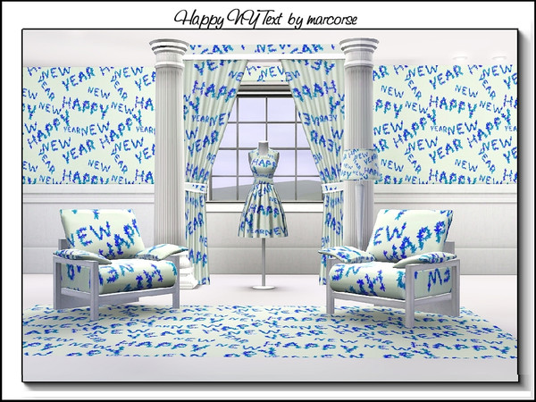 Sims 3 — HappyNY Text_marcorse by marcorse — Themed pattern - Happy New Year text in blue and green.
