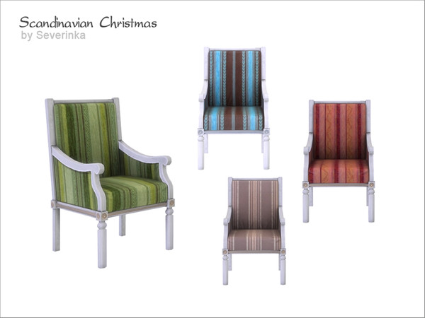 Sims 4 — [Scandinavian Christmas] Living chair W02 by Severinka_ — Living chair white wood with bright upholstery a set