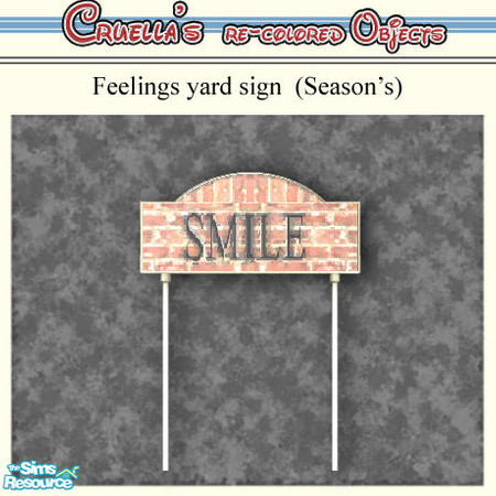 Sims 2 — am_feelingsign_smile by Cruella — Pass the feeling "SMILE" adobe brick yard sign. Display more than