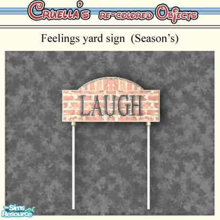 Sims 2 — am_feelingsign_laugh by Cruella — Pass the feeling "LAUGH" adobe brick yard sign. Display more than