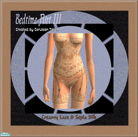 Sims 2 — Bedtime Flirt III - CreamyLace&SepiaSilk by Cerulean Talon — Creamy lace and sepia colored silk strapless