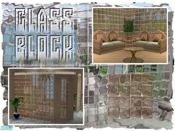 Sims 2 — Glass Block - Bronze Recolor by Cyclonesue — A translucent recolour for the entire glass block set in bronze.