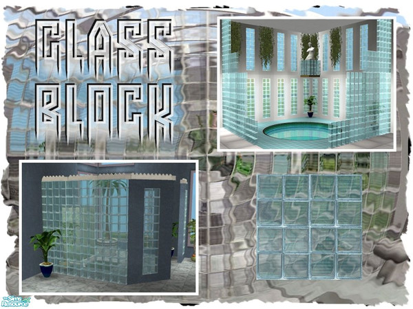 Sims 2 — Glass Block - Aqua Recolor by Cyclonesue — A translucent recolour for the entire glass block set in blue. Make
