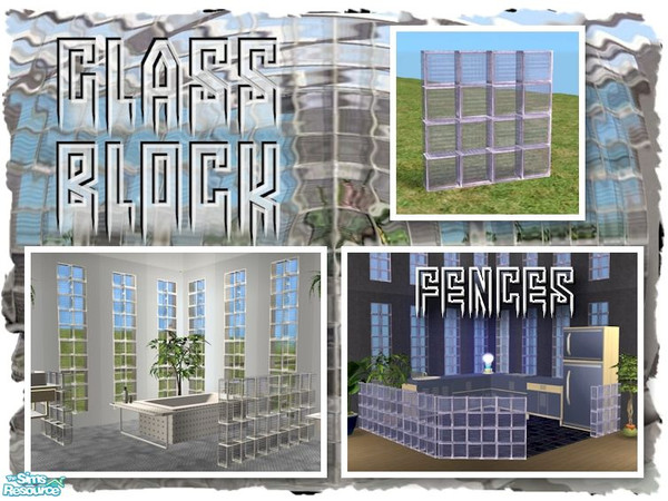 Sims 2 — Glass Block Wall (Purple Glass) by Cyclonesue — Make glass block walls the easy way - with a fence in purple