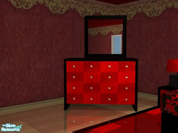 Sims 2 — Romantica Bedroom - small dresser by MysticVelvet — Small dresser in red and black.
