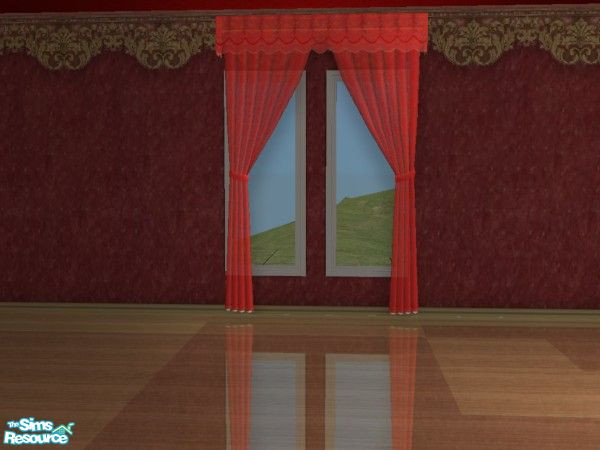 Sims 2 — Romantica Bedroom - Curtain by MysticVelvet — Quaint lace curtain in red.