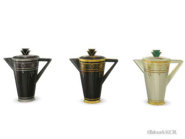 Sims 4 — Art Deco Dining - Coffee Pot by ShinoKCR — Art Deco Style Porcellain, Part of a Set, wonderful handpainted