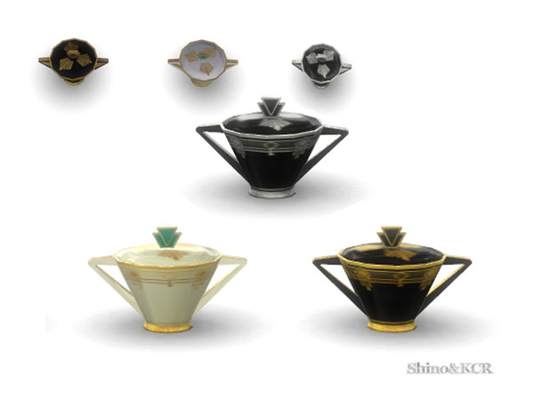 Sims 4 — Art Deco Dining - Sugar Server by ShinoKCR — Art Deco, handpainted Prozellain, Part of a Set