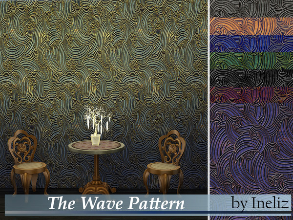 Sims 4 — The Wave Pattern by Ineliz — A set of seamless pattern with wave design. Comes in 8 colors. Enjoy!
