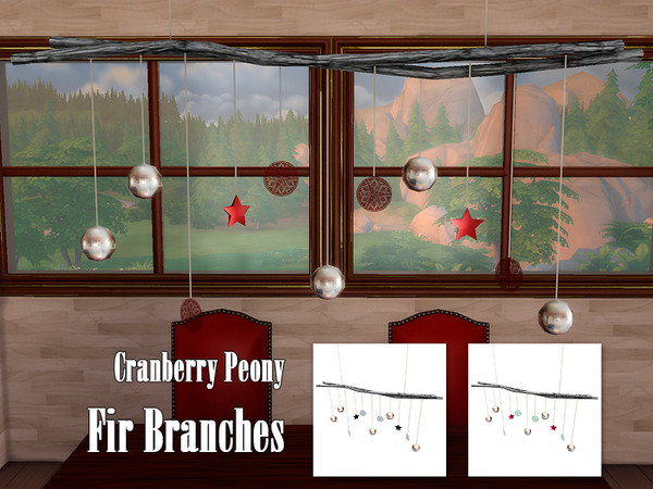 Sims 4 — Cranberry Peony Fir Branches by Kiolometro — Christmas set for the living room and bedroom. Juicy as cranberry