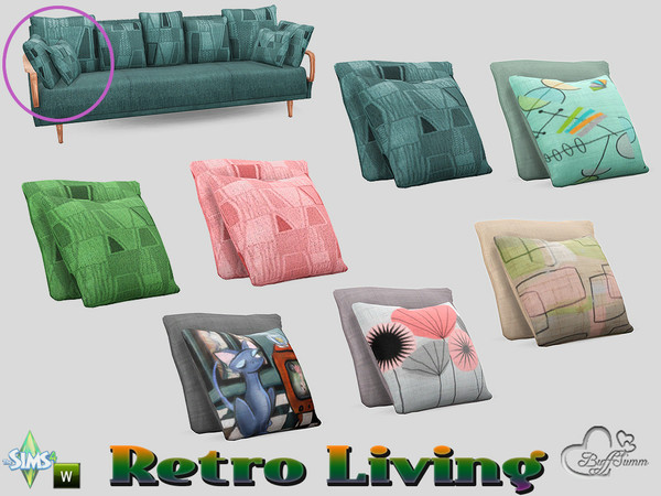 Sims 4 — Retro Living Pillow left sided by BuffSumm — Traveling back in time... Retro Living... Stylish, Colorful, just
