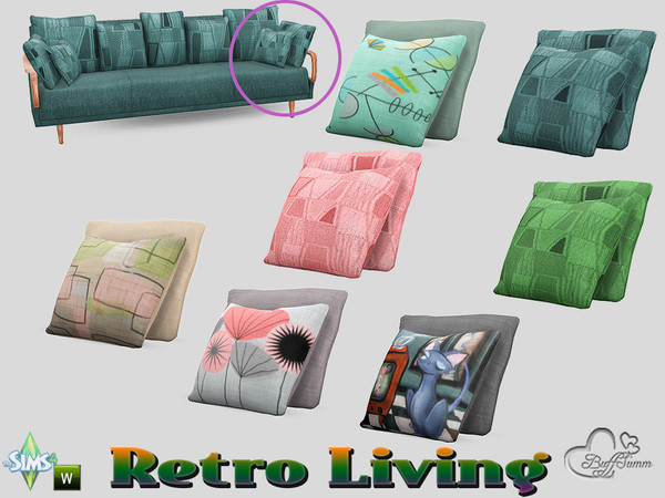 Sims 4 — Retro Living Pillow right sided by BuffSumm — Traveling back in time... Retro Living... Stylish, Colorful, just
