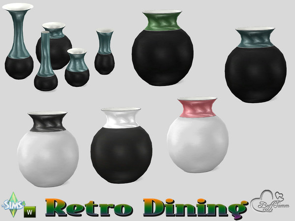 Sims 4 — Retro Dining Vase v3 by BuffSumm — Traveling back in time.... Retro Dining... Stylish, Colorful, just Retro :)