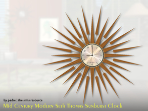 Sims 2 — Mid Century Modern Sunburst Clock by Padre — A Tribute to Seth Thomas of Connecticut, this classic mid century