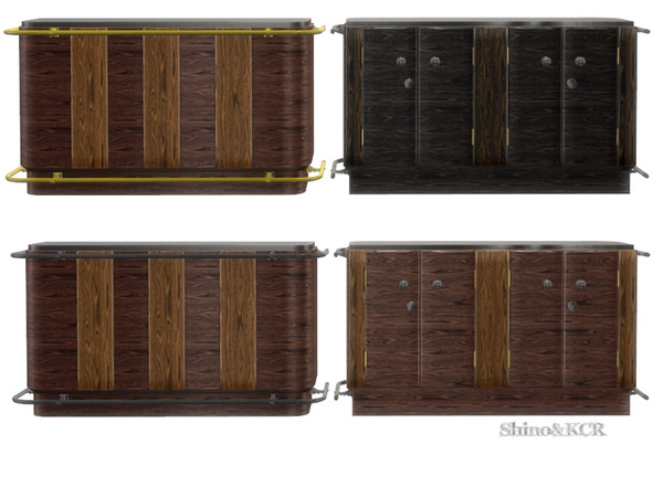 Sims 4 — Art Deco Home Bar - Bar by ShinoKCR — Different woods combined and Brass bars makes this Bar a unique Art Deco
