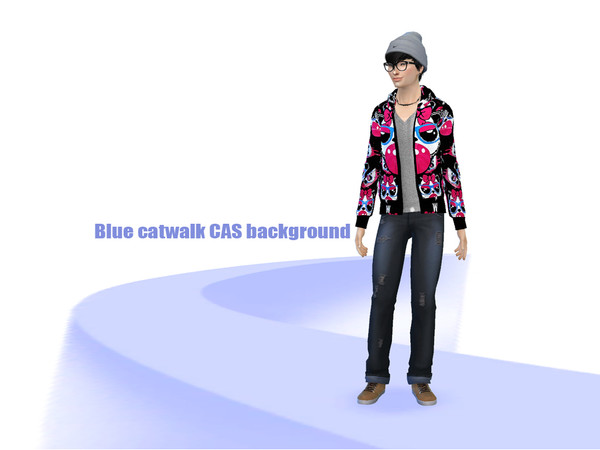Sims 4 — Blue Cat Walk CAS Background by Vyuna — Blue version of the Cat Walk background for your CAS! comes in a total