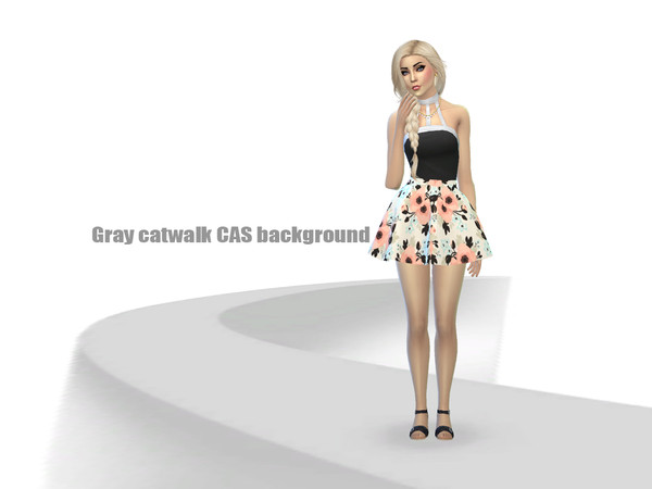 Sims 4 — Gray Cat Walk CAS Background by Vyuna — Gray version of the Cat Walk Background for your CAS! Comes in a total