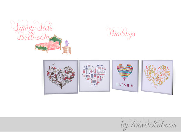 Sims 4 — Sunny Side - Paintings by ArwenKaboom — Sunny side paintings in four recolors. 