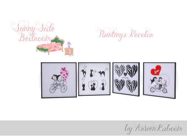 Sims 4 — Sunny Side - Paintings Recolor by ArwenKaboom — Sunny side paintings in four recolors. 